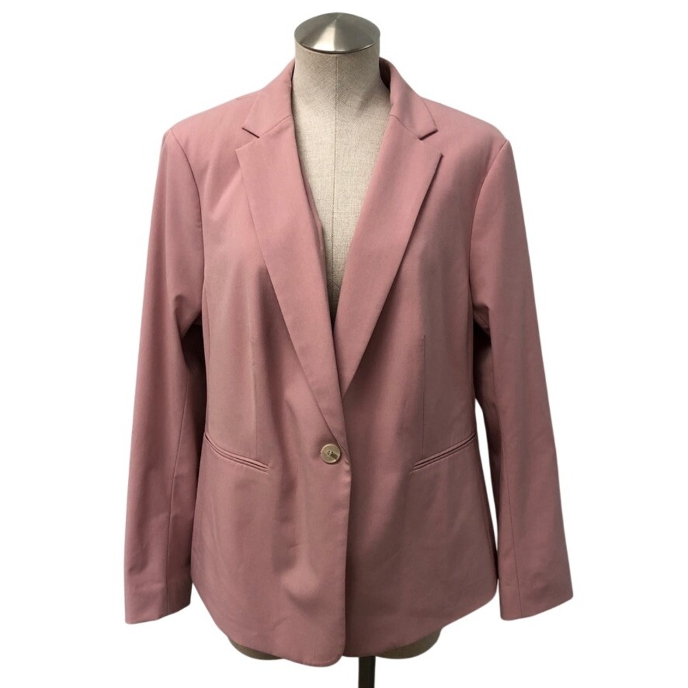 H&M Blazer Womens XL Womens Pink Single Button Notched Lapel Lined Professional